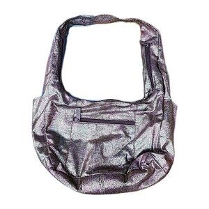Bags By Pinky Silver Metallic Print Faux Leather Lightweight Shoulder Hobo Bag